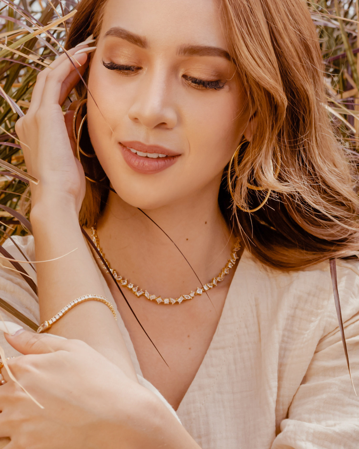 Carina Necklace styled on model for a statement look.