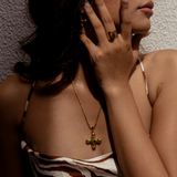Chiara Necklace styled with green agate for a refined look.