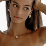 Model wearing Loreli Choker with a gown, showcasing elegant fit.