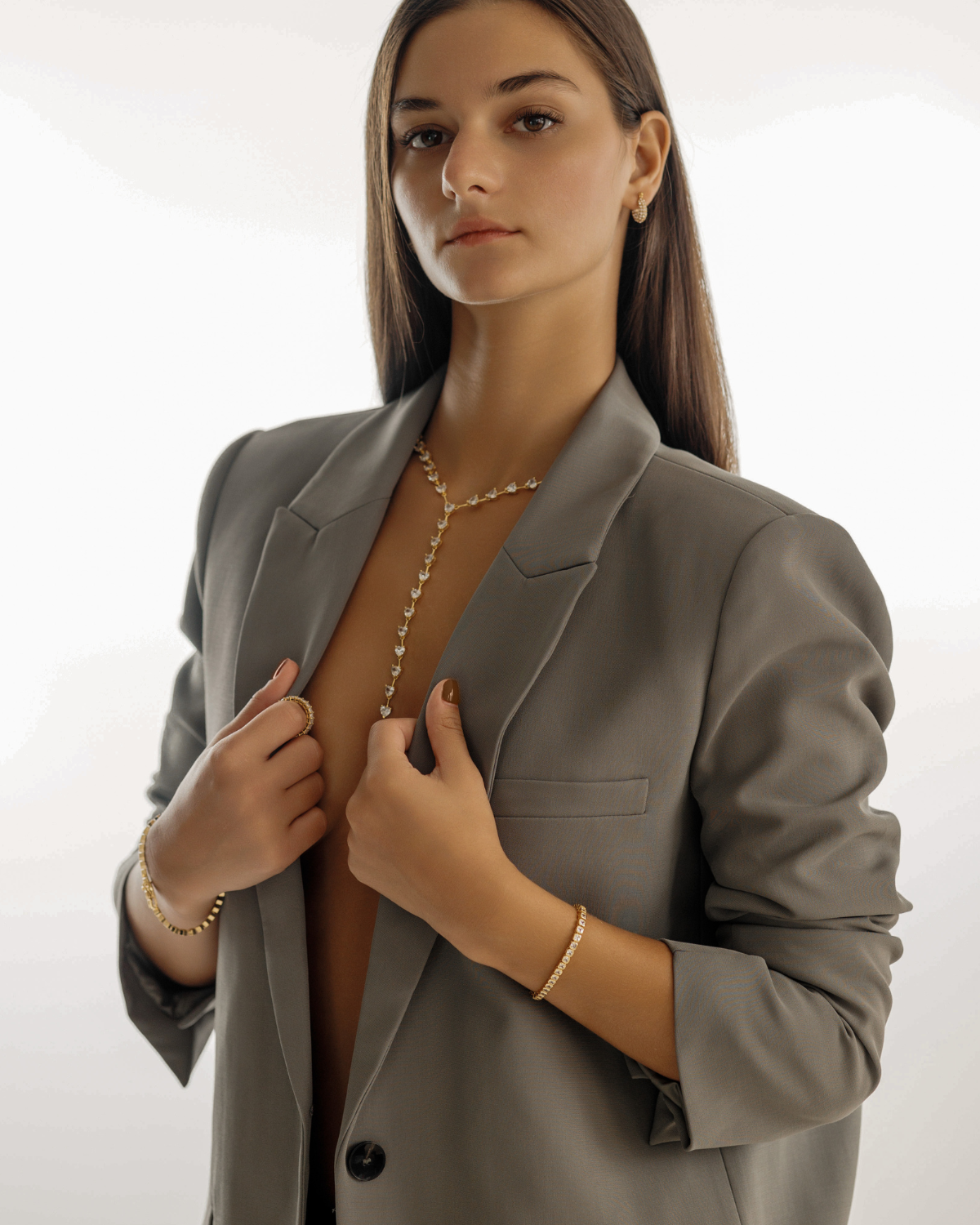 Gold Zara Bracelet styled for a formal or special event look.