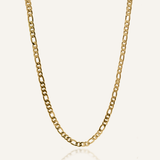 Caspian Necklace with classic 18k gold-coated figaro chain design.
