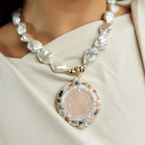 Rose Quartz Orbit Pendant Necklace