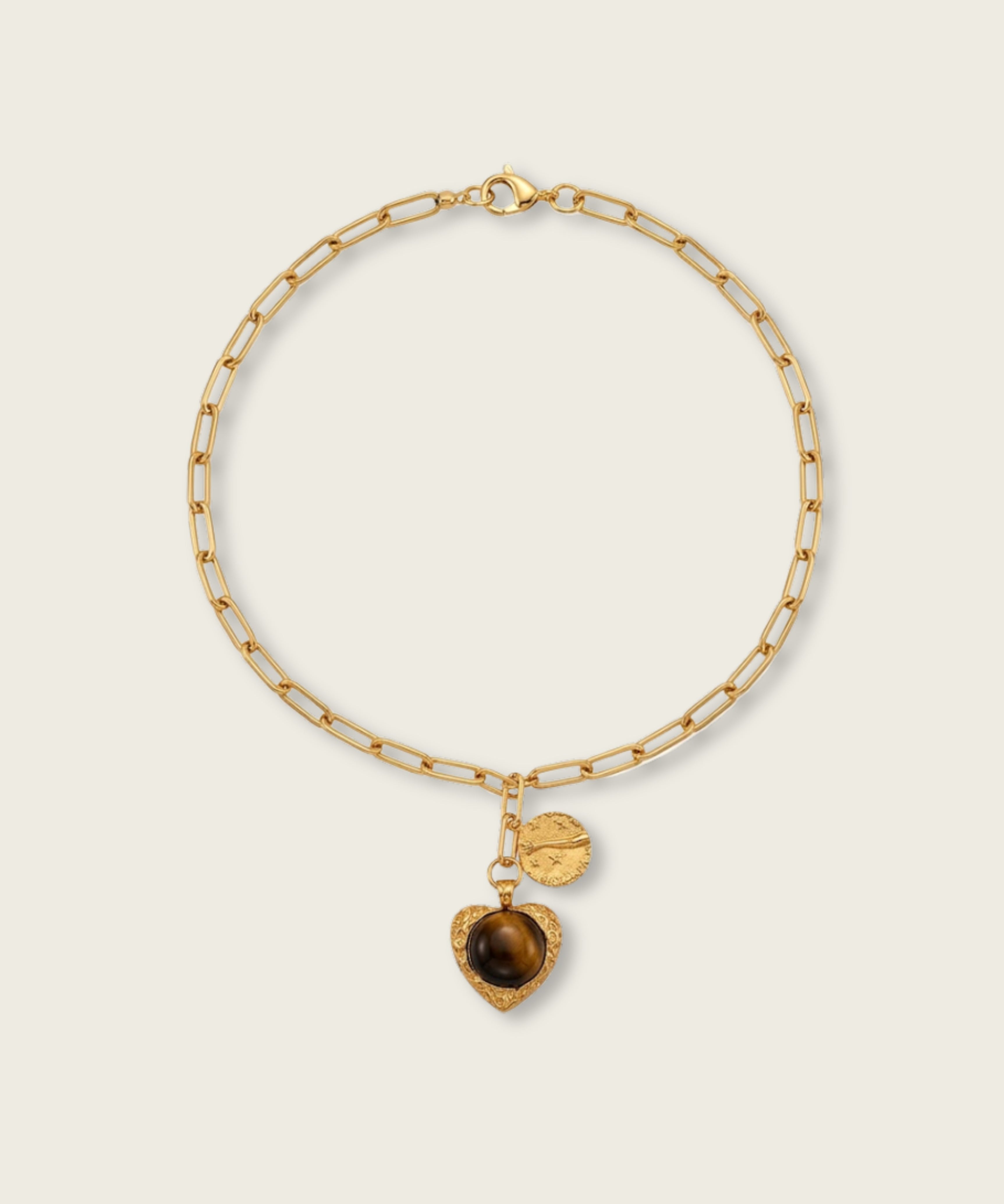 Tiger Eye Necklace, Tiger Eye Jewelry, Gold Tiger Eye Necklace, Tiger Eye Pendant, Heart Pendant Necklace, Molten Heart Necklace, Paperclip Chain Necklace, Gold Necklace for Women, Statement Necklace, Modern Gold Necklace, Layering Necklace, Women's Fashion Jewelry, Contemporary Jewelry, Luxury Gold Necklace, Everyday Gold Necklace, Unique Gold Necklace, Natural Tiger Eye Necklace, Vintage Inspired Jewelry, VIEA Jewelry