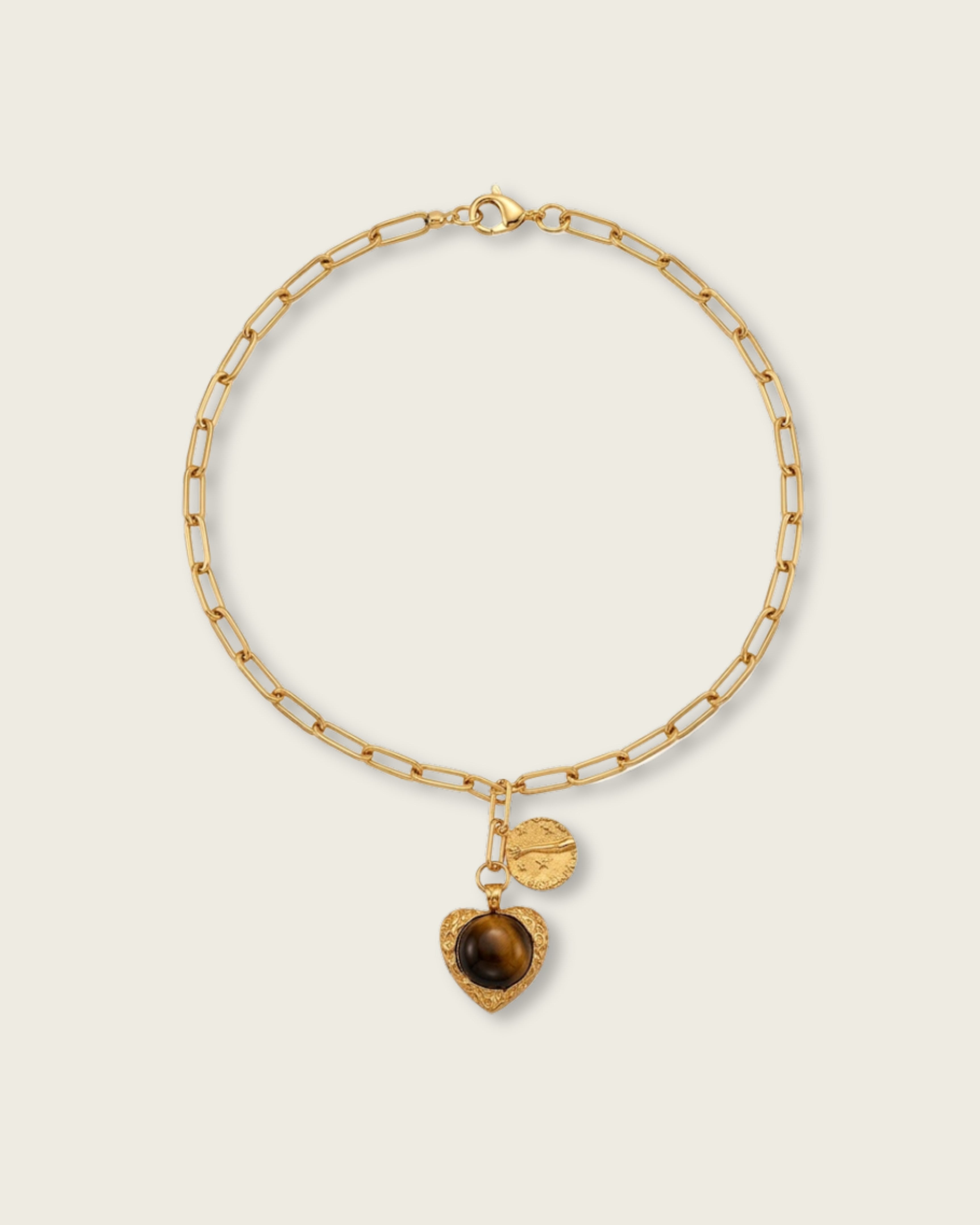 Tiger Eye Necklace, Tiger Eye Jewelry, Gold Tiger Eye Necklace, Tiger Eye Pendant, Heart Pendant Necklace, Molten Heart Necklace, Paperclip Chain Necklace, Gold Necklace for Women, Statement Necklace, Modern Gold Necklace, Layering Necklace, Women's Fashion Jewelry, Contemporary Jewelry, Luxury Gold Necklace, Everyday Gold Necklace, Unique Gold Necklace, Natural Tiger Eye Necklace, Vintage Inspired Jewelry, VIEA Jewelry