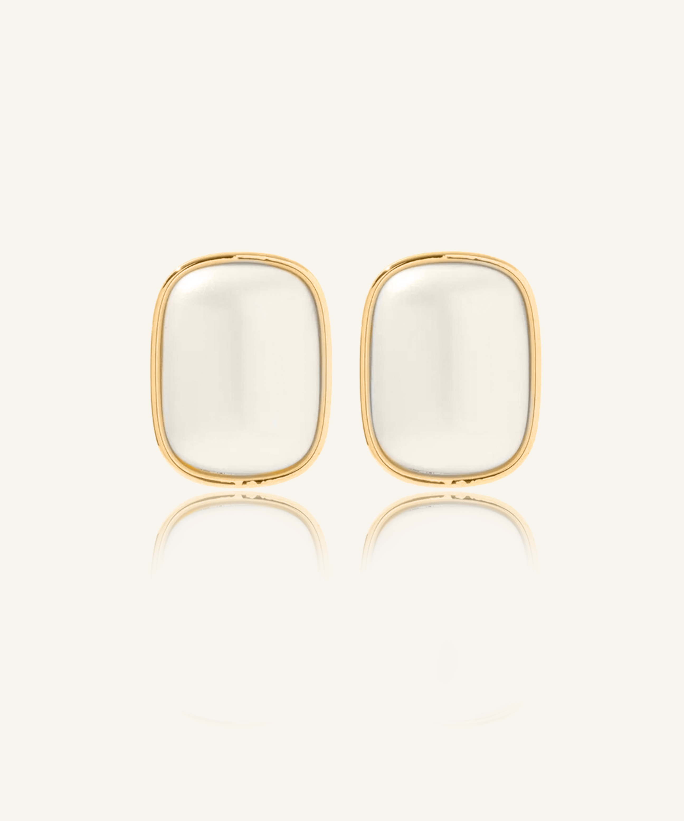 Blaire Earrings in 18k gold with faux pearl studs, elegant and timeless.