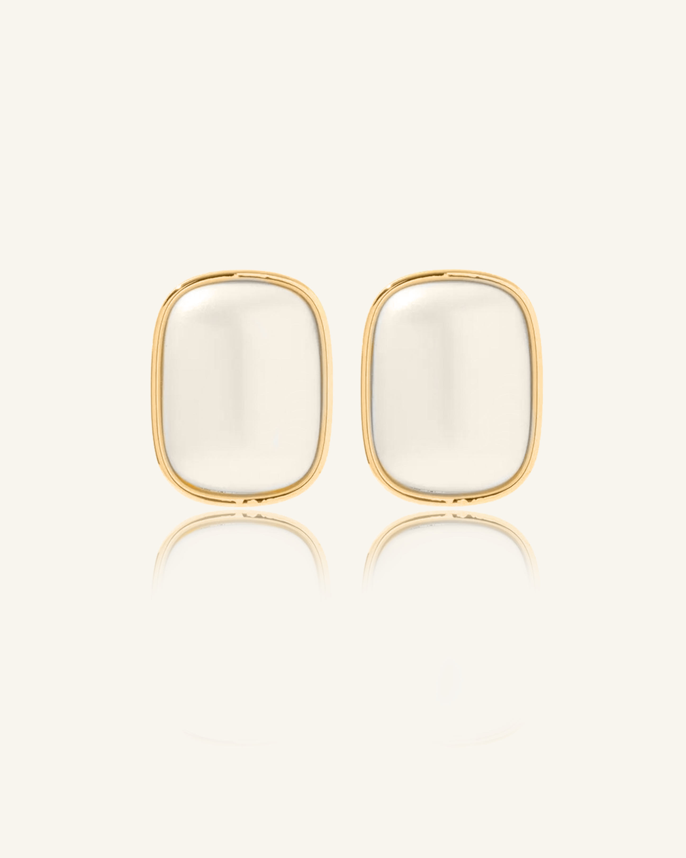 Blaire Earrings in 18k gold with faux pearl studs, elegant and timeless.
