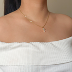 Iris Necklace styled with a minimal outfit for a clean, elegant look.