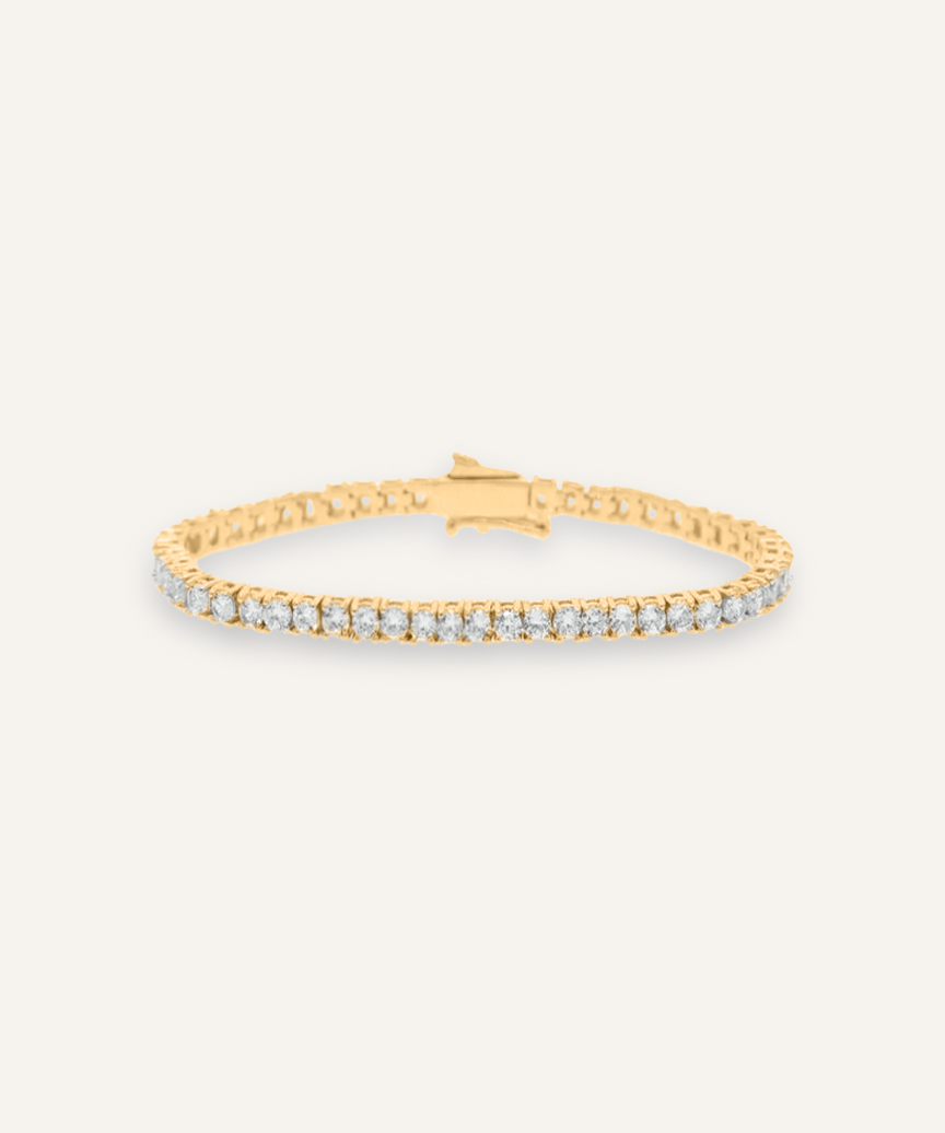 Gold Kiera Bracelet with sparkling square zirconia stones.