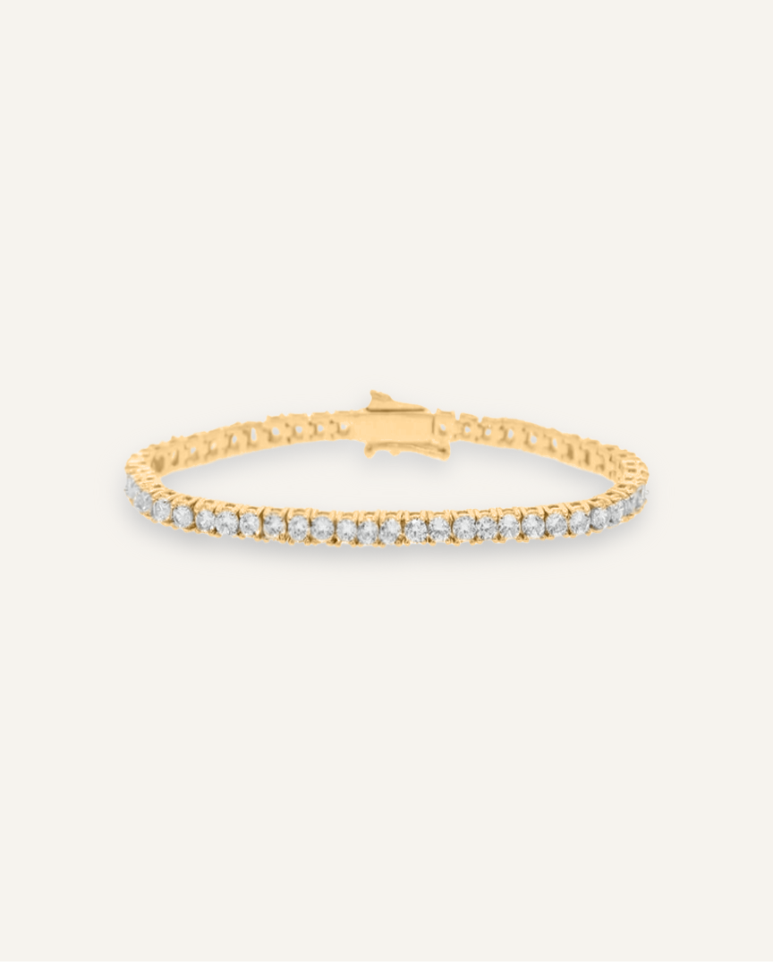 Gold Kiera Bracelet with sparkling square zirconia stones.