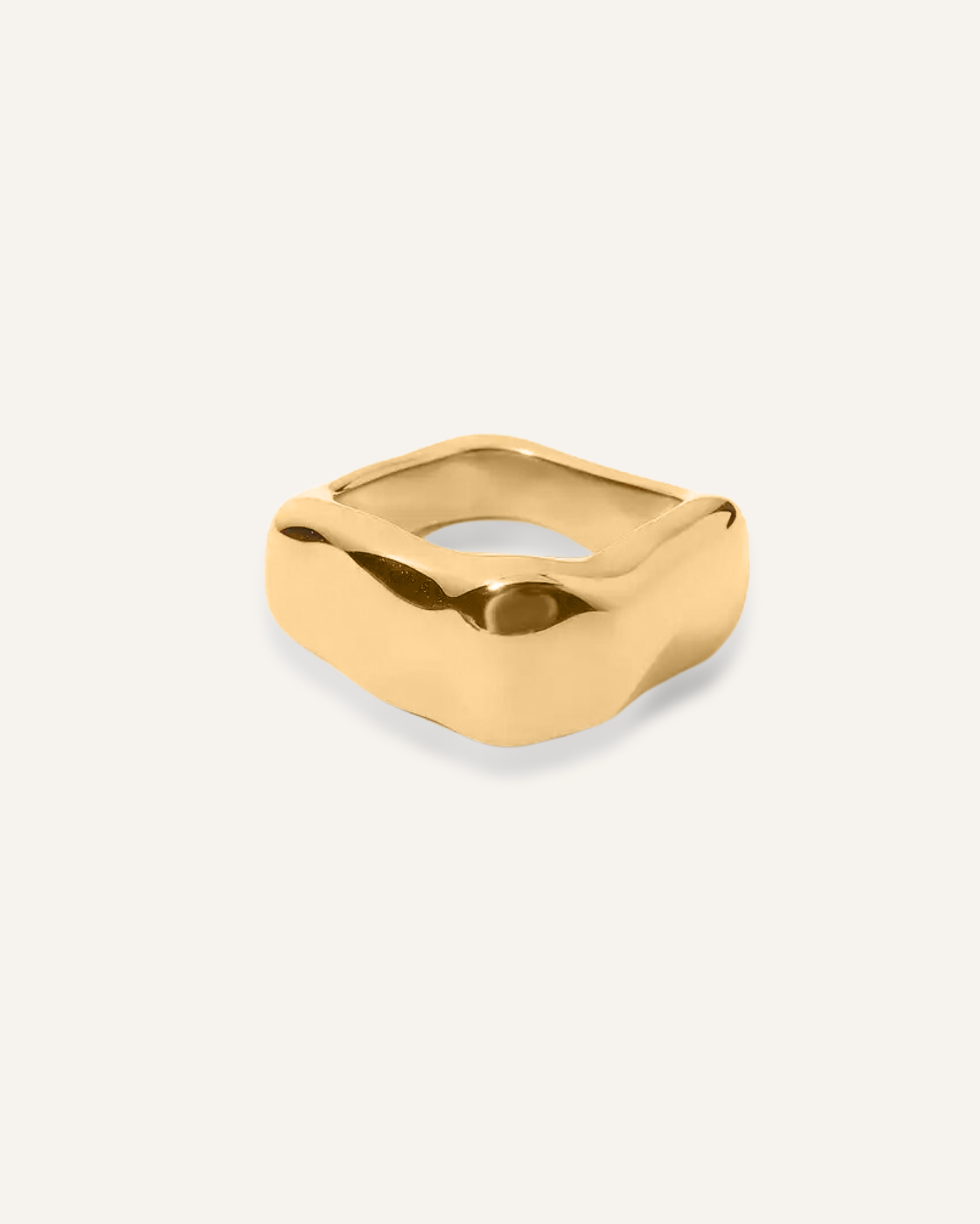 Kyma Ring in gold with modern square silhouette and polished finish.