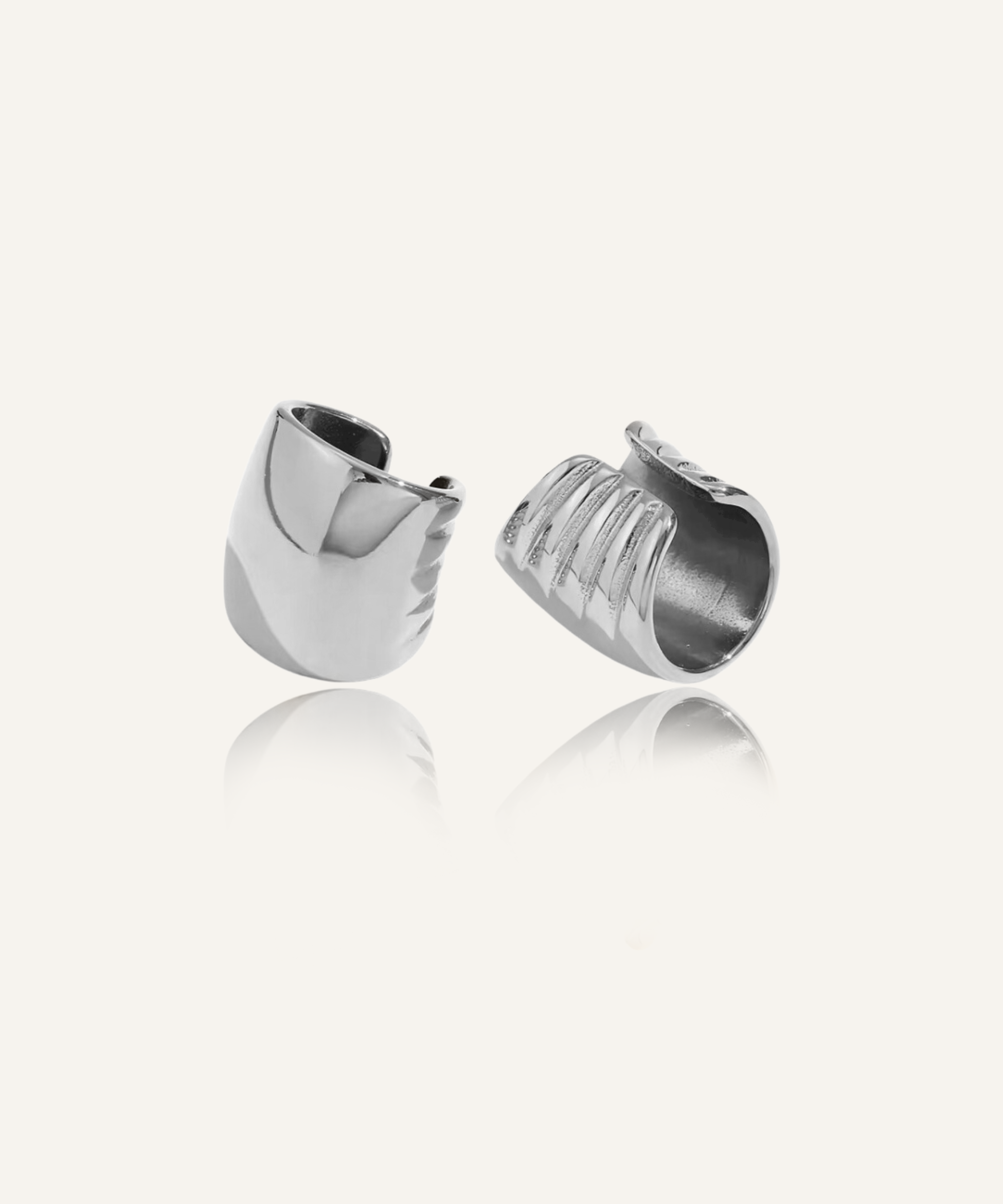 Tala Silver Ear Cuff with 18k finish placed elegantly on a neutral background.