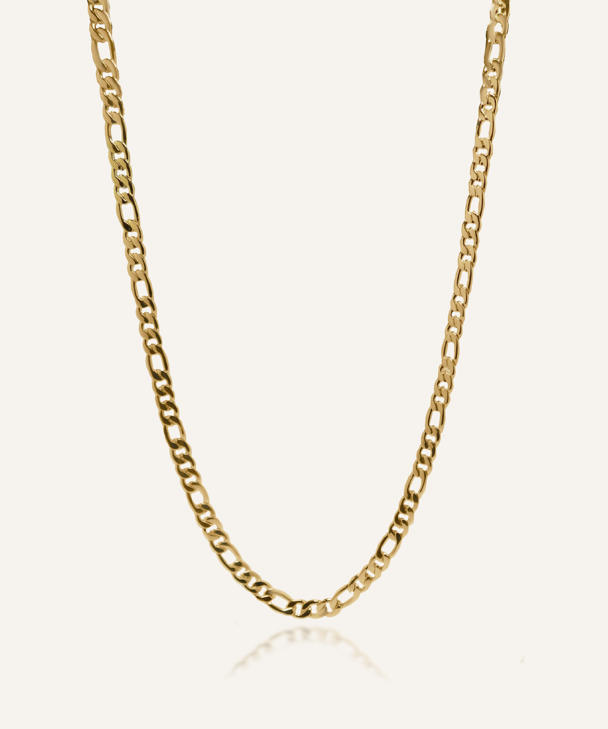 Caspian Necklace with classic 18k gold-coated figaro chain design.