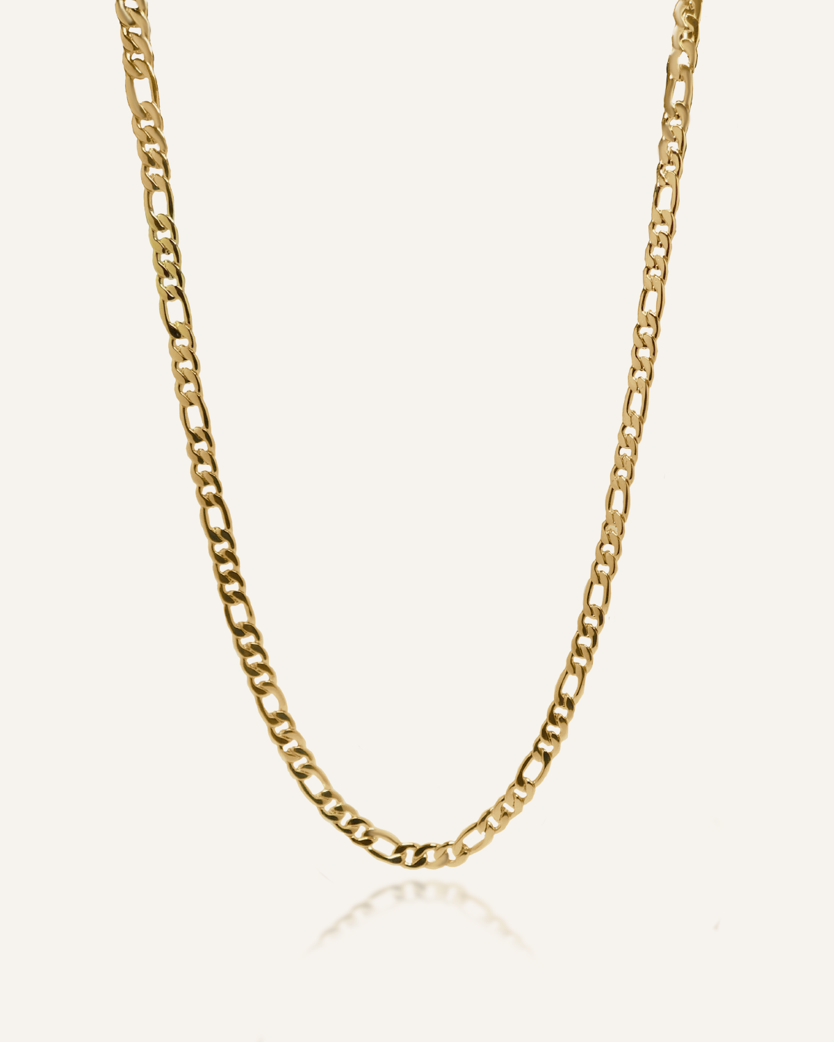 Caspian Necklace with classic 18k gold-coated figaro chain design.