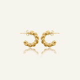 Celeste Earrings with vintage-inspired twisted 18k gold-coated hoops.
