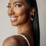 Side angle of Dahlia Ear Cuff worn for an elegant, edgy statement look.