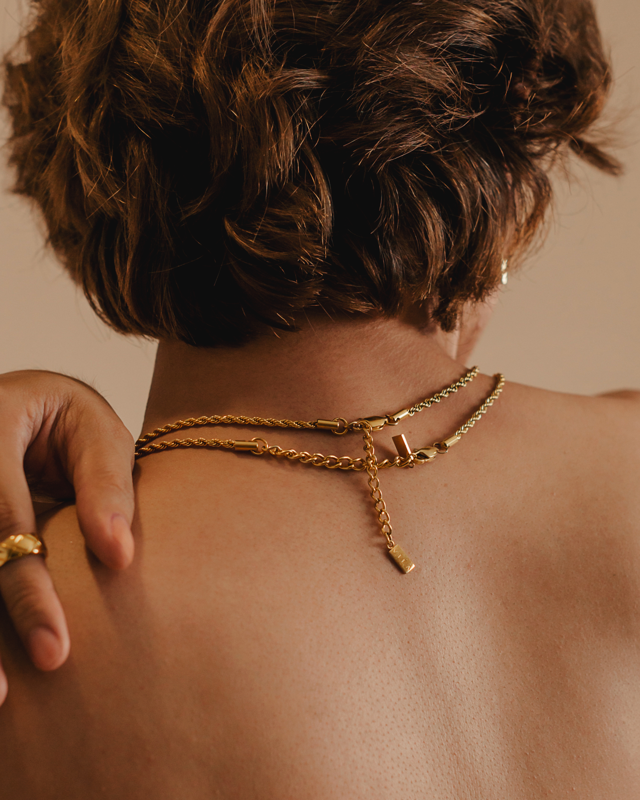 Back view of the Damian Necklace showing lobster clasp and adjustable extender.