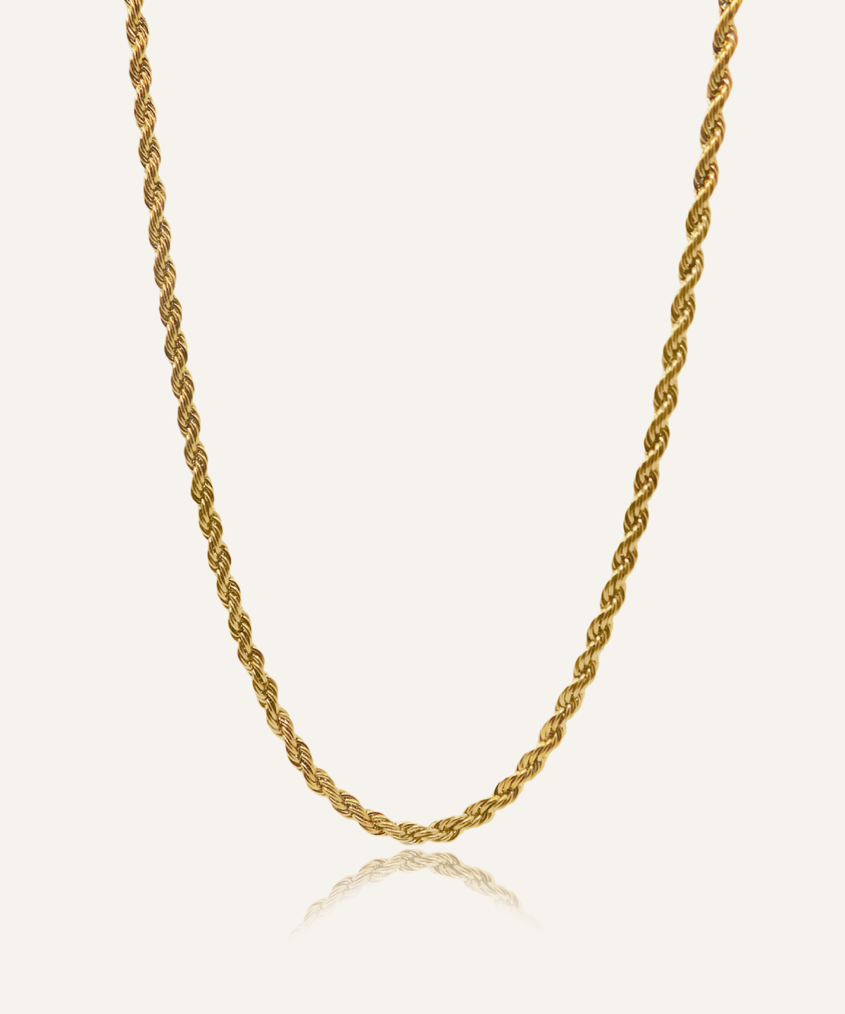 Damian Necklace in 18k gold coating with minimalist rope chain design and secure lobster clasp.