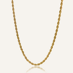 Damian Necklace in 18k gold coating with minimalist rope chain design and secure lobster clasp.