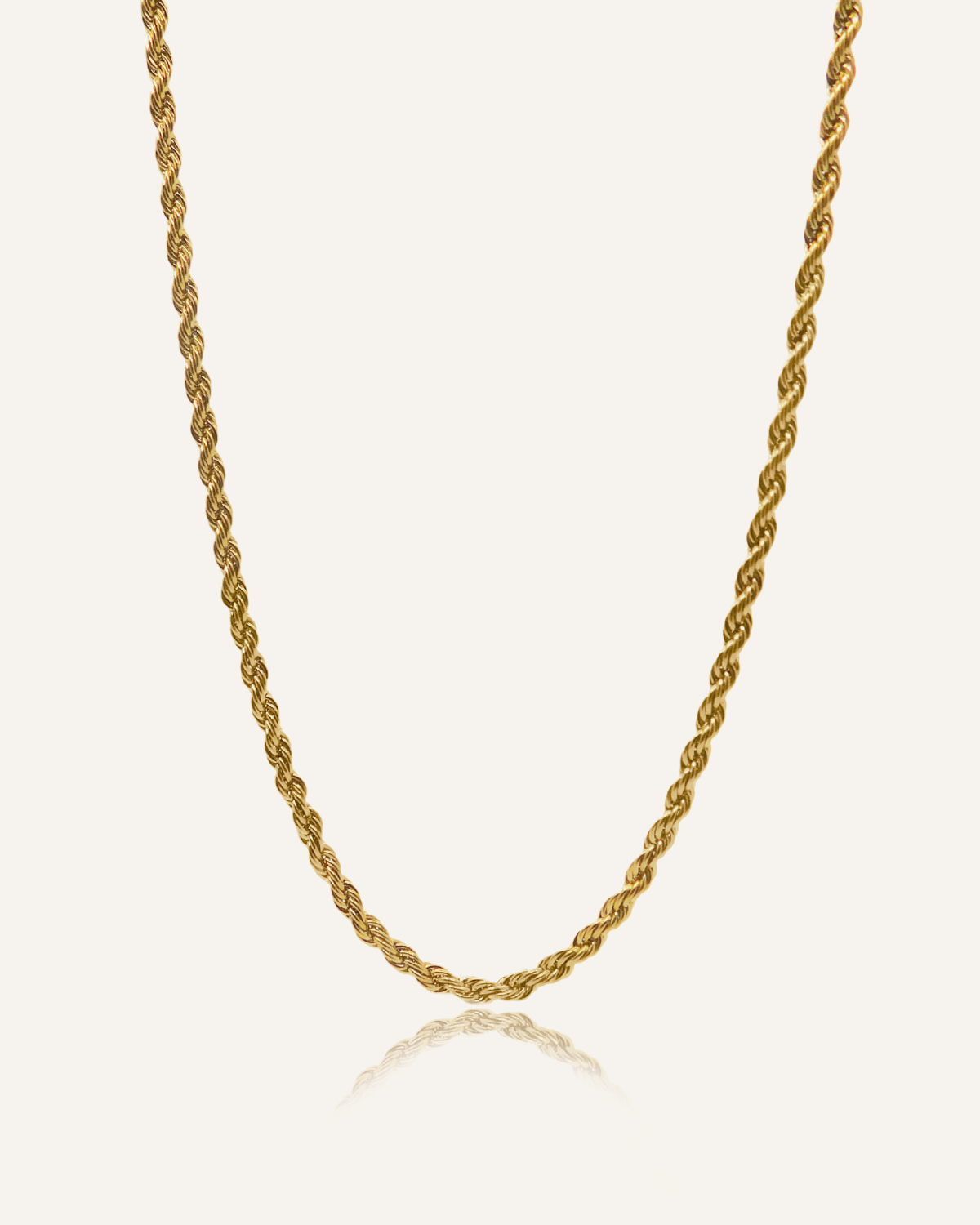 Damian Necklace in 18k gold coating with minimalist rope chain design and secure lobster clasp.