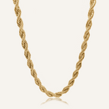 Fiona Necklace featuring 18k gold coated stainless steel rope chain.