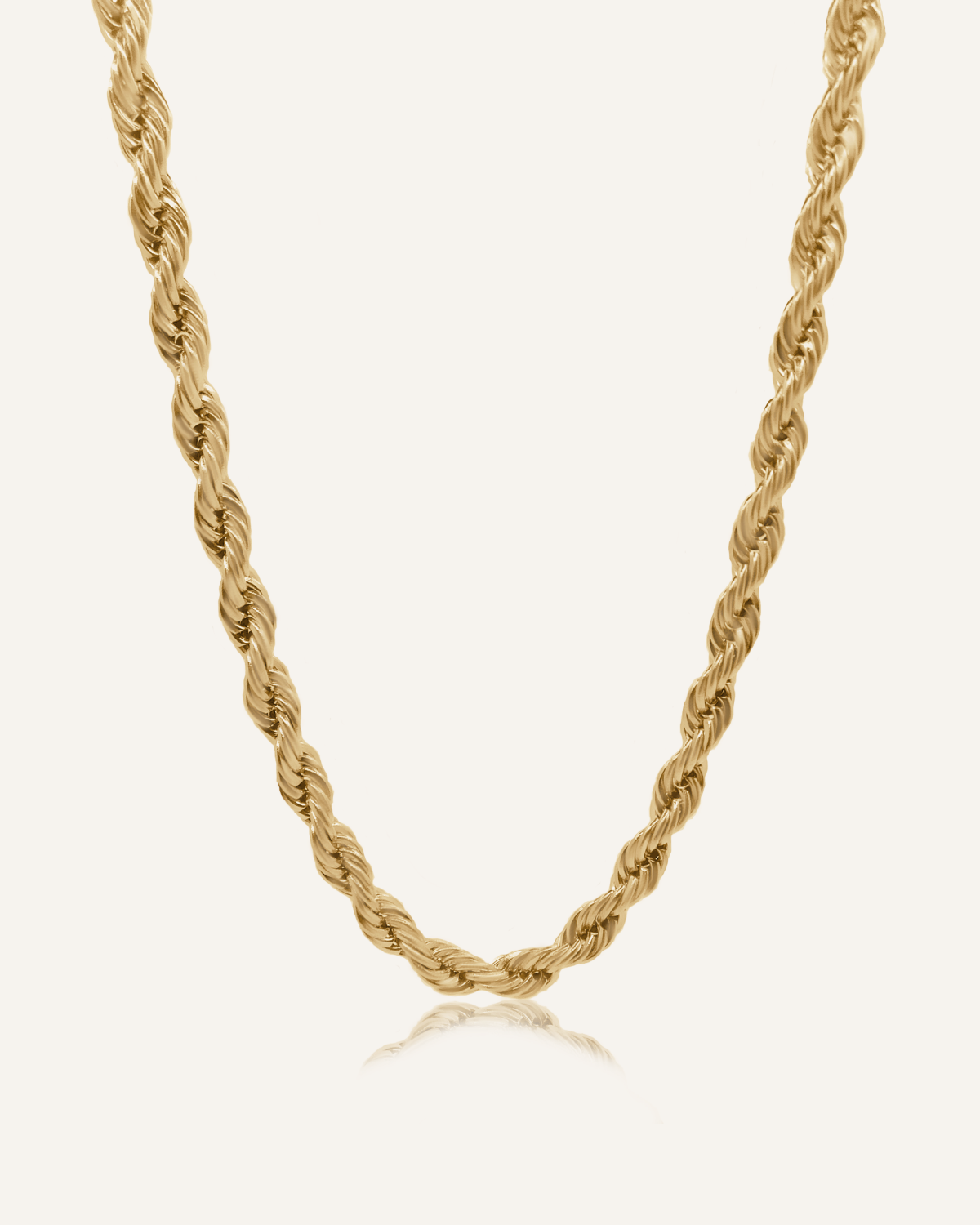 Fiona Necklace featuring 18k gold coated stainless steel rope chain.