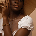 Peyton Bracelet worn as part of a complete look, adding elegance to the outfit.