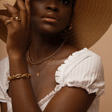 Peyton Bracelet worn as part of a complete look, adding elegance to the outfit.