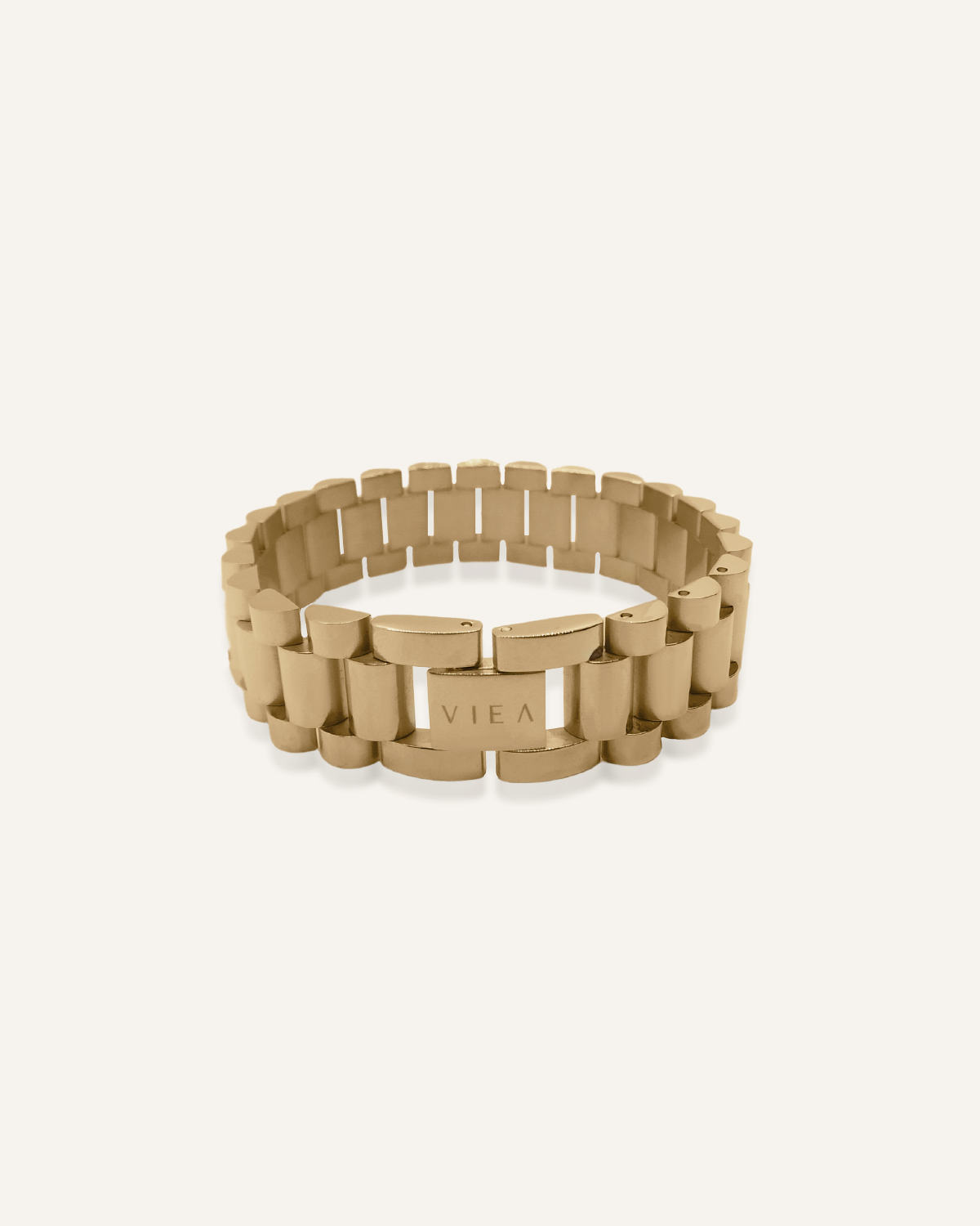 Zeus Watchband with classic oyster-style links in 18k gold coating.